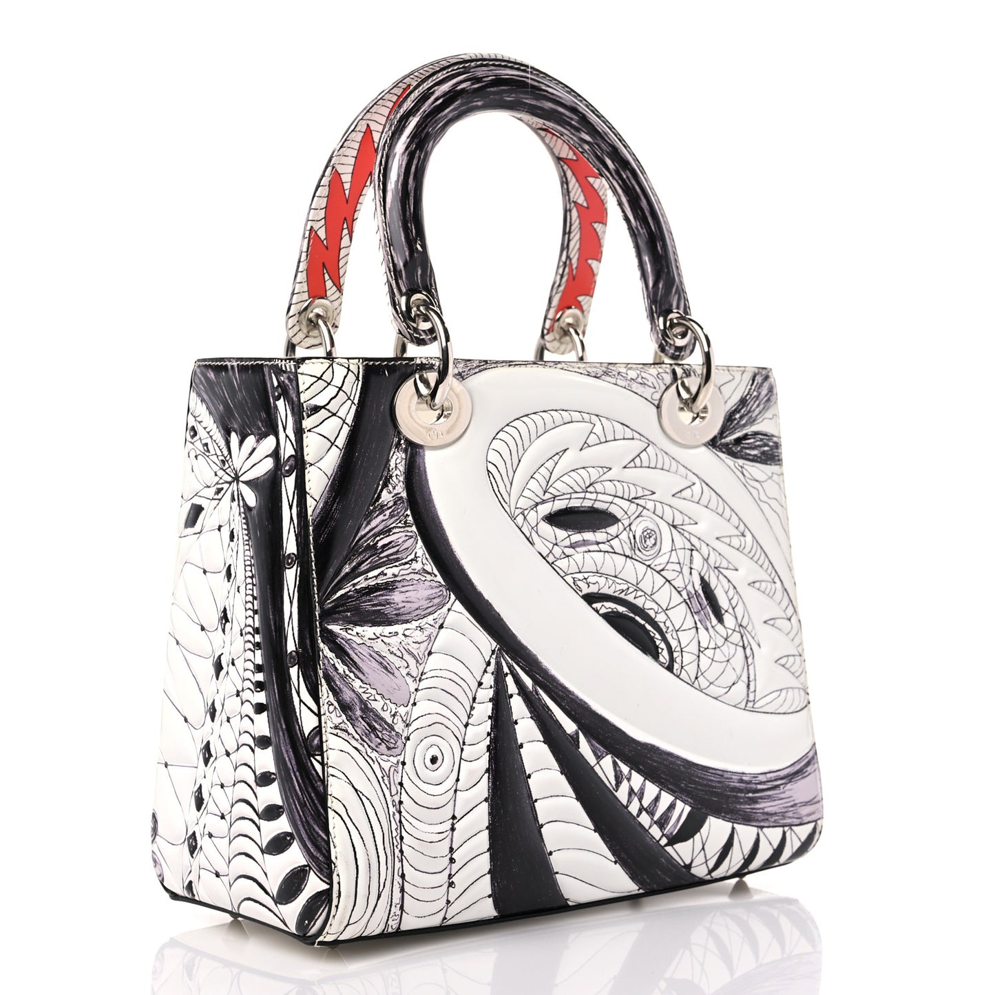Calfskin Quilted Jack Pierson Art Lady Dior White Black Multicolor