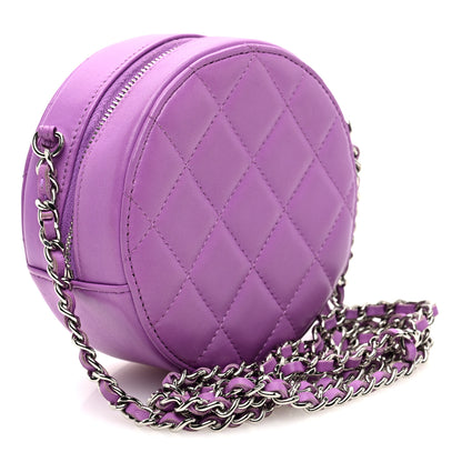 Chanel Lambskin Quilted Round Clutch With Chain Purple 3 of 10