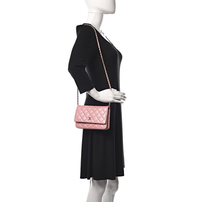 Chanel Iridescent Caviar Quilted Wallet on Chain WOC Rose Pink 2 of 11