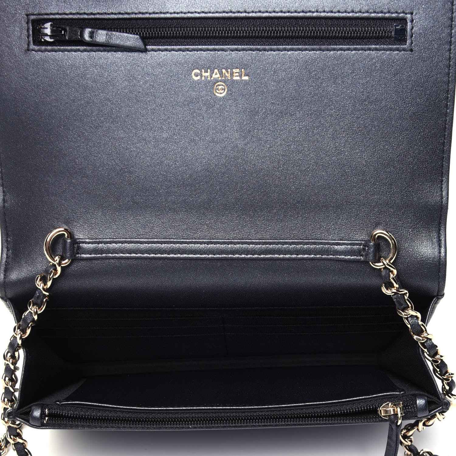 Chanel Iridescent Lambskin Quilted Pearl Wallet On Chain WOC Black 4 of 12