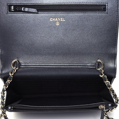 Chanel Iridescent Lambskin Quilted Pearl Wallet On Chain WOC Black 4 of 12