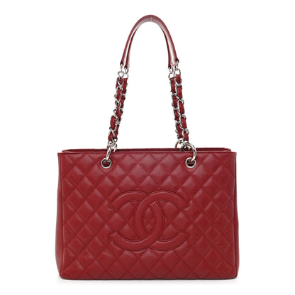 Chanel Caviar Quilted Grand Shopping Tote GST Red 1 of 10