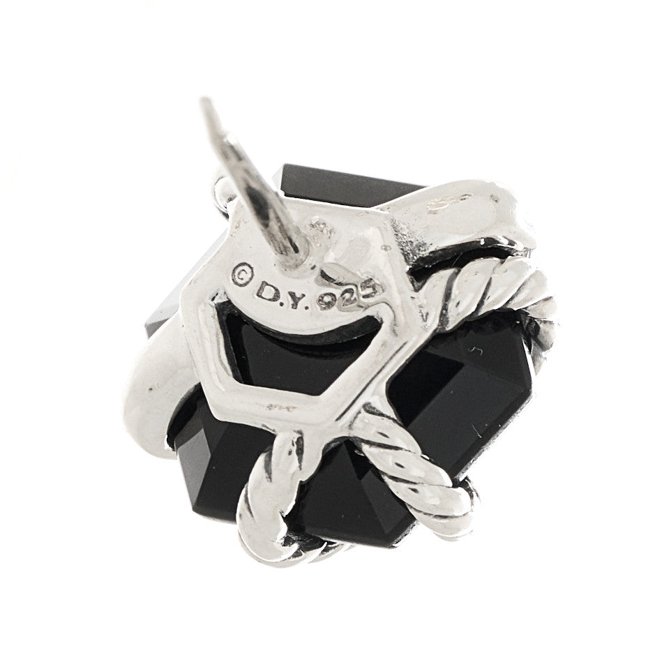 David Yurman Sterling Silver Diamond Black Onyx 11mm Cable Wrap Earrings 4 of 4