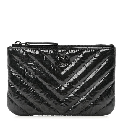 Chanel Patent Chevron Quilted Small Reissue Cosmetic Case So Black 1 of 7