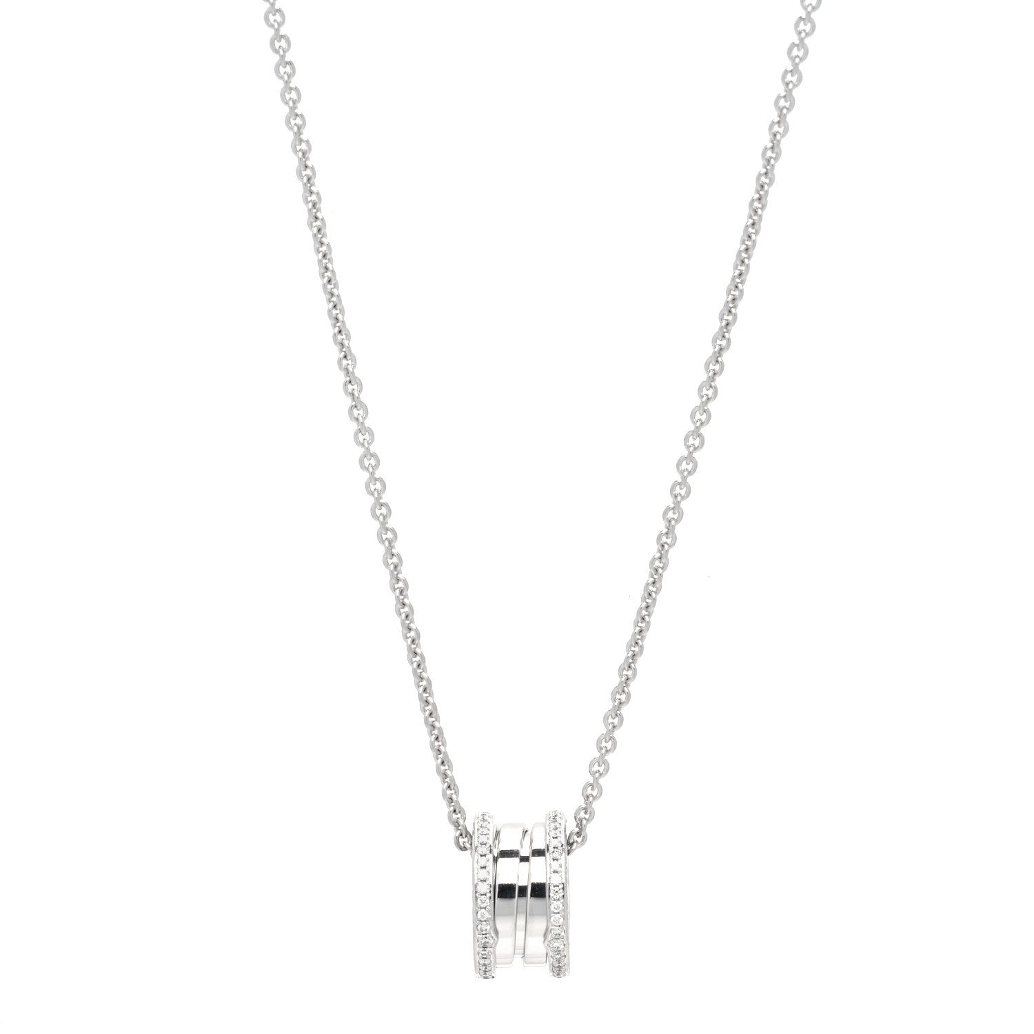 Bulgari 18K White Gold Diamond B.Zero1 Pendant Necklace 1 of 9
