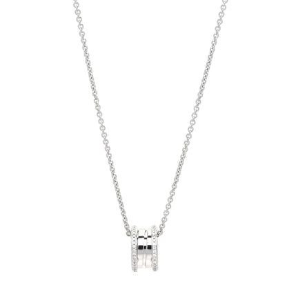 Bulgari 18K White Gold Diamond B.Zero1 Pendant Necklace 1 of 9