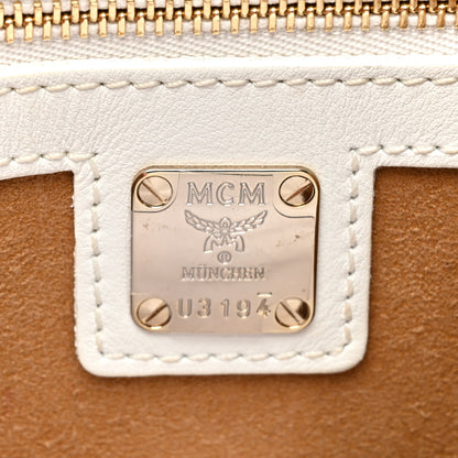 MCM Visetos Calfskin Small Patricia Crossbody Bag Cognac White Black 7 of 16