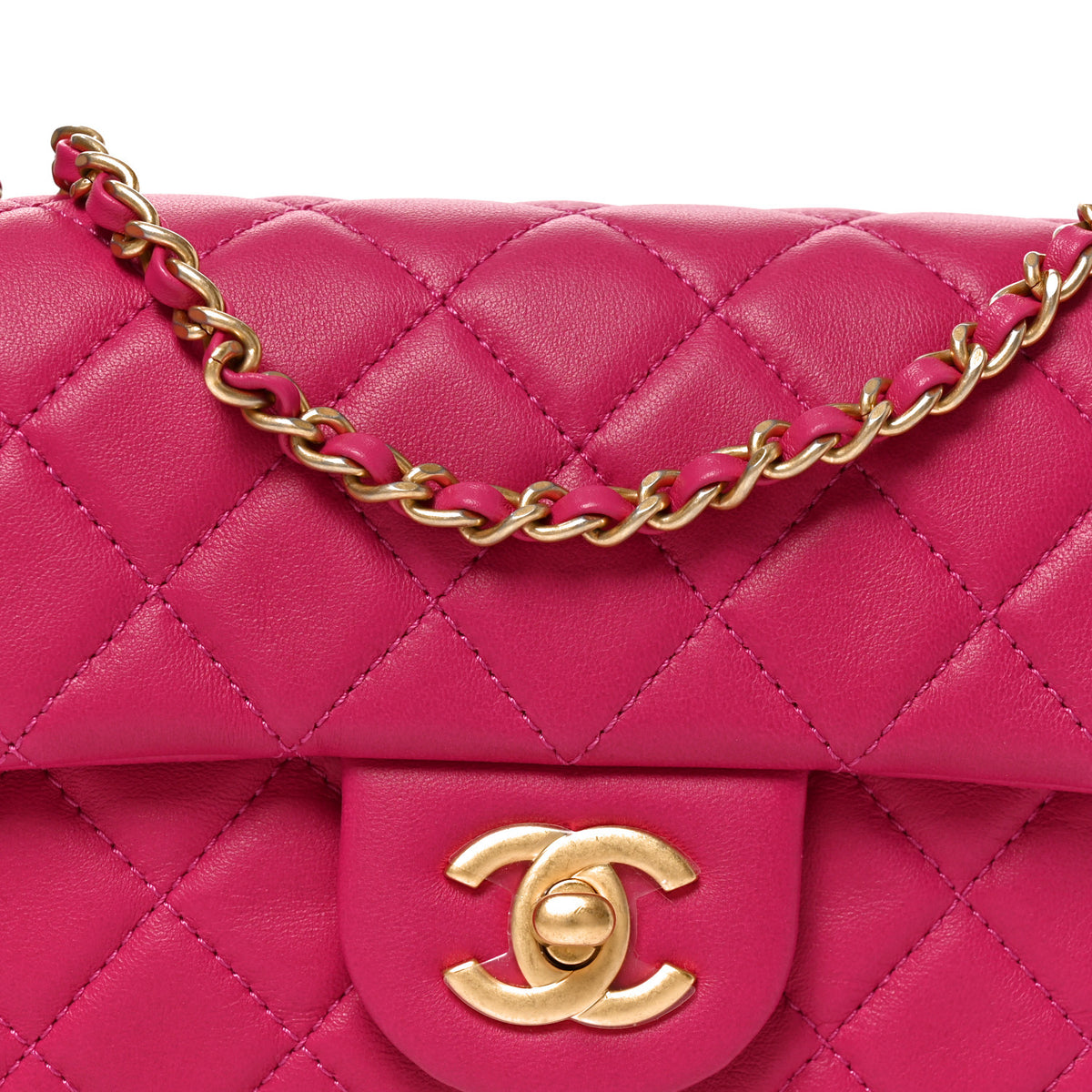 Chanel Lambskin Quilted Mini Rectangular Pearl Crush Flap Fuchsia 8 of 10