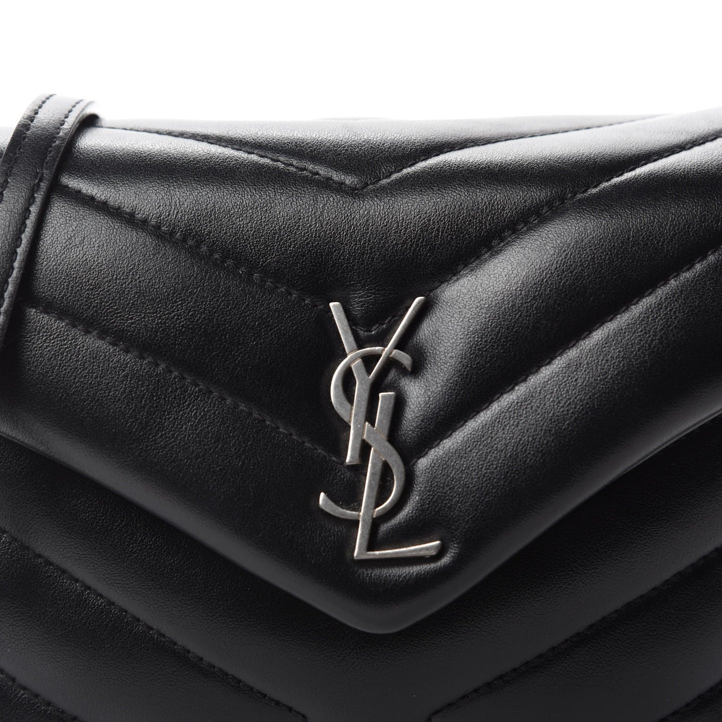 Calfskin Y Quilted Monogram Toy Loulou Crossbody Bag Black