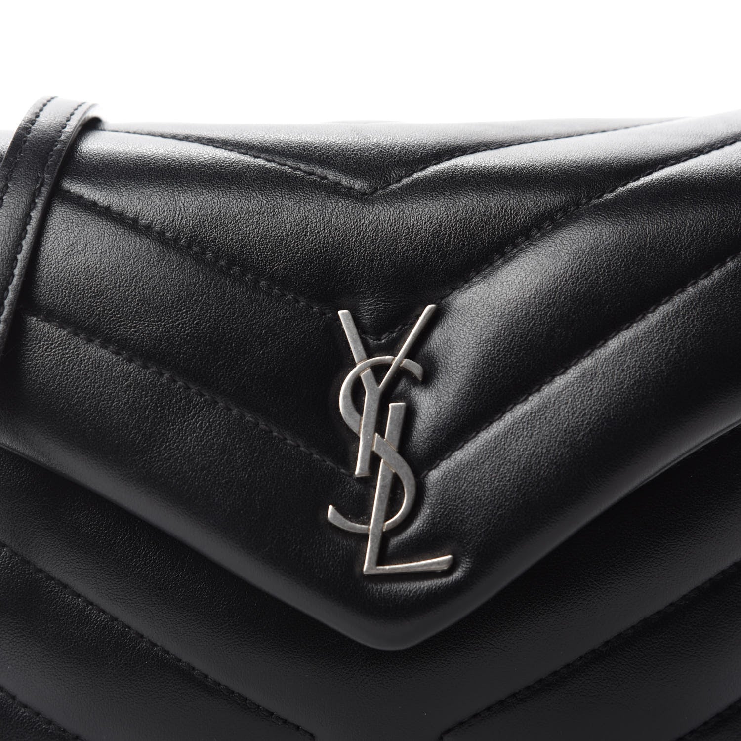 Saint Laurent Calfskin Y Quilted Monogram Toy Loulou Crossbody Bag Black 11 of 12