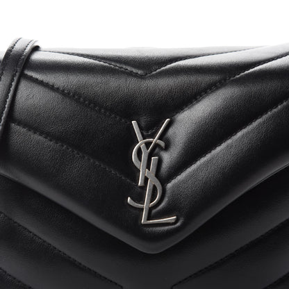 Saint Laurent Calfskin Y Quilted Monogram Toy Loulou Crossbody Bag Black 11 of 12