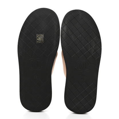 Chanel Fabric CC Mules Sandals 38 Light Beige 6 of 9