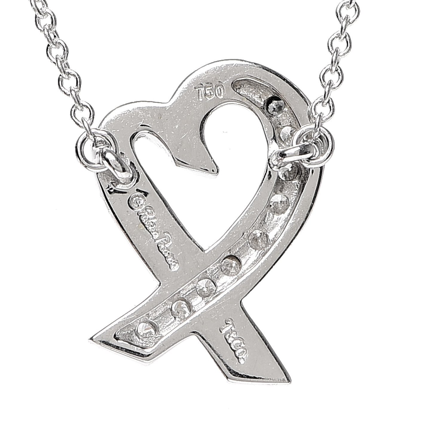 18K White Gold Diamond Small Paloma Picasso Loving Heart Necklace