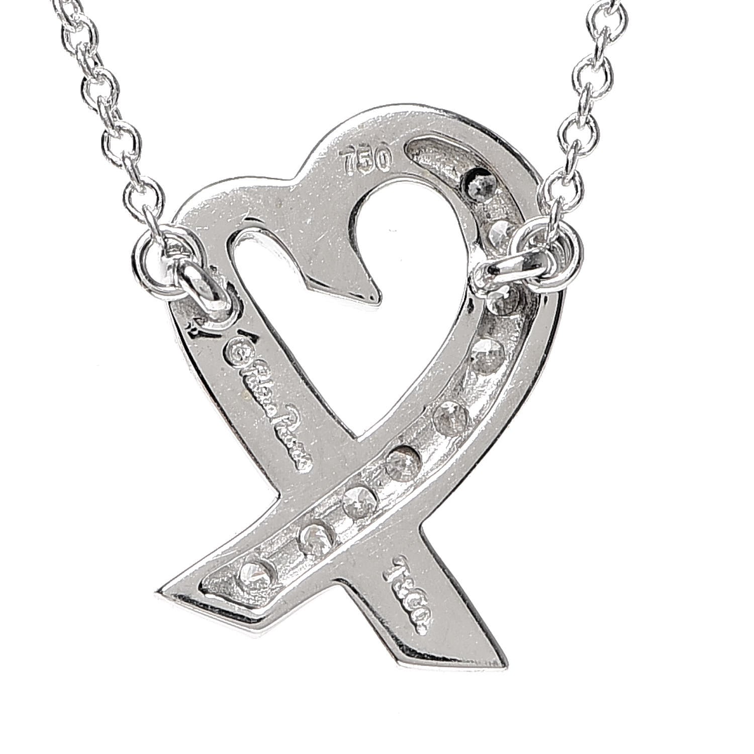 Tiffany 18K White Gold Diamond Small Paloma Picasso Loving Heart Necklace 5 of 7