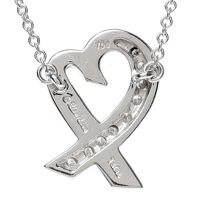 Tiffany 18K White Gold Diamond Small Paloma Picasso Loving Heart Necklace 5 of 7