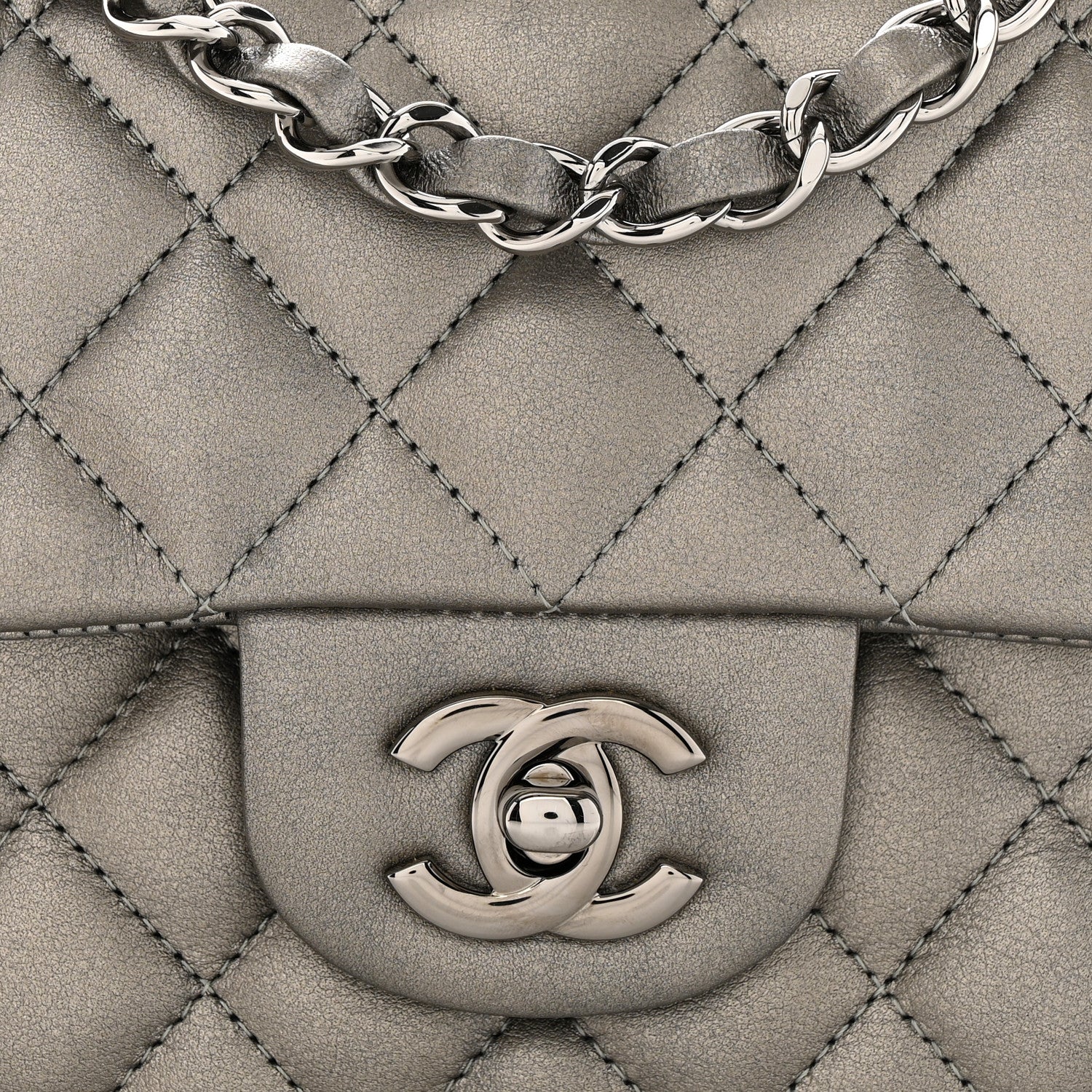 Chanel Metallic Calfskin Quilted Mini Rectangular Flap Ruthenium 8 of 10