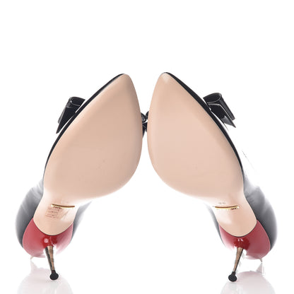 Gucci Patent GG Bow Sadie Spike Mid Heel Pumps 36 Black 5 of 10