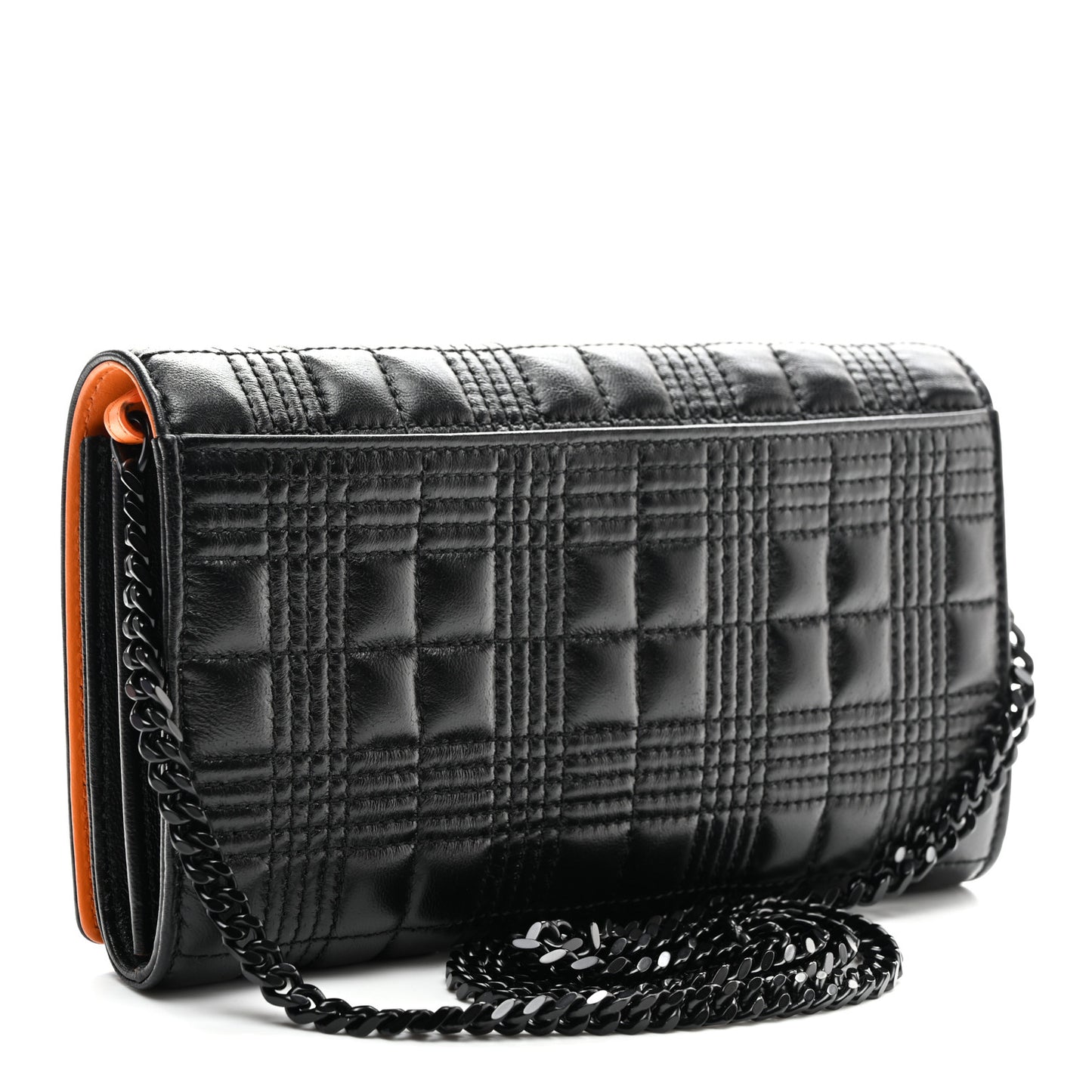 Lambskin Micro Quilted Hannah Wallet On Chain Black
