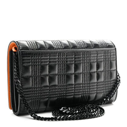 Burberry Lambskin Micro Quilted Hannah Wallet On Chain Black 2 of 9