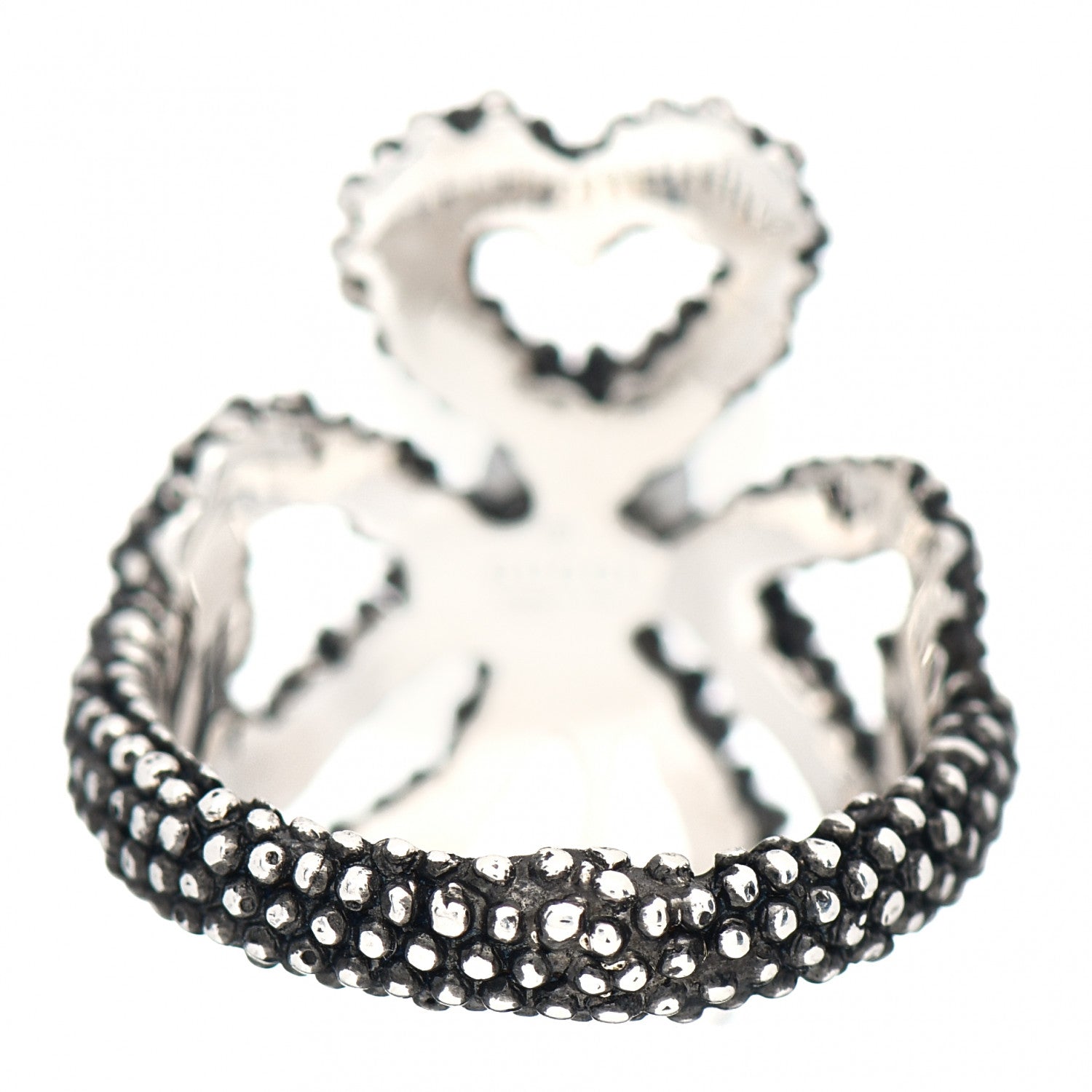 Gucci Sterling Silver Glass Pearl Heart Ribbon Ring 50 5.5 4 of 5