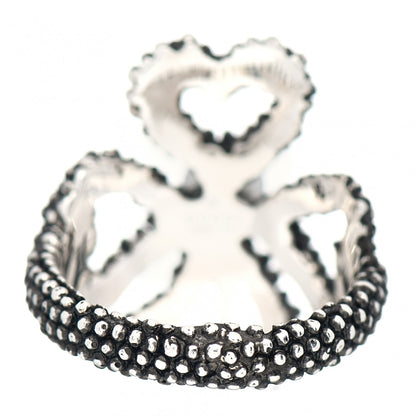 Gucci Sterling Silver Glass Pearl Heart Ribbon Ring 50 5.5 4 of 5