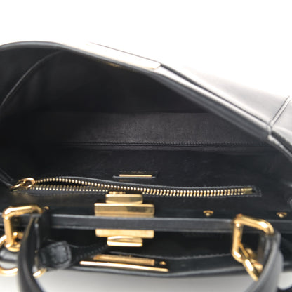 Fendi Vitello Morgan Shiny Nappa Medium Peekaboo Iconic Satchel Black 4 of 8