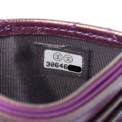 Chanel Iridescent Lambskin Quilted Card Holder Purple 8 of 14