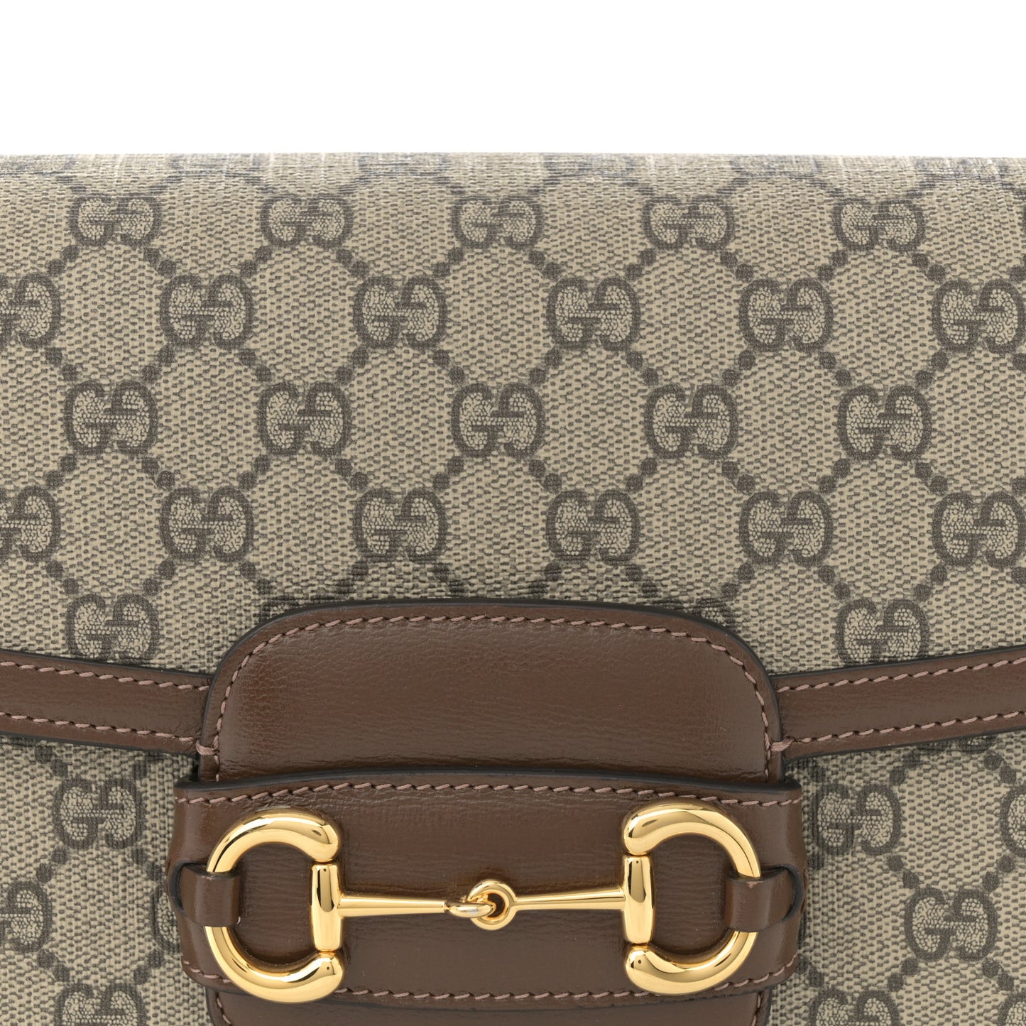 GG Supreme Monogram Horsebit 1955 Shoulder Bag Beige Brown Sugar