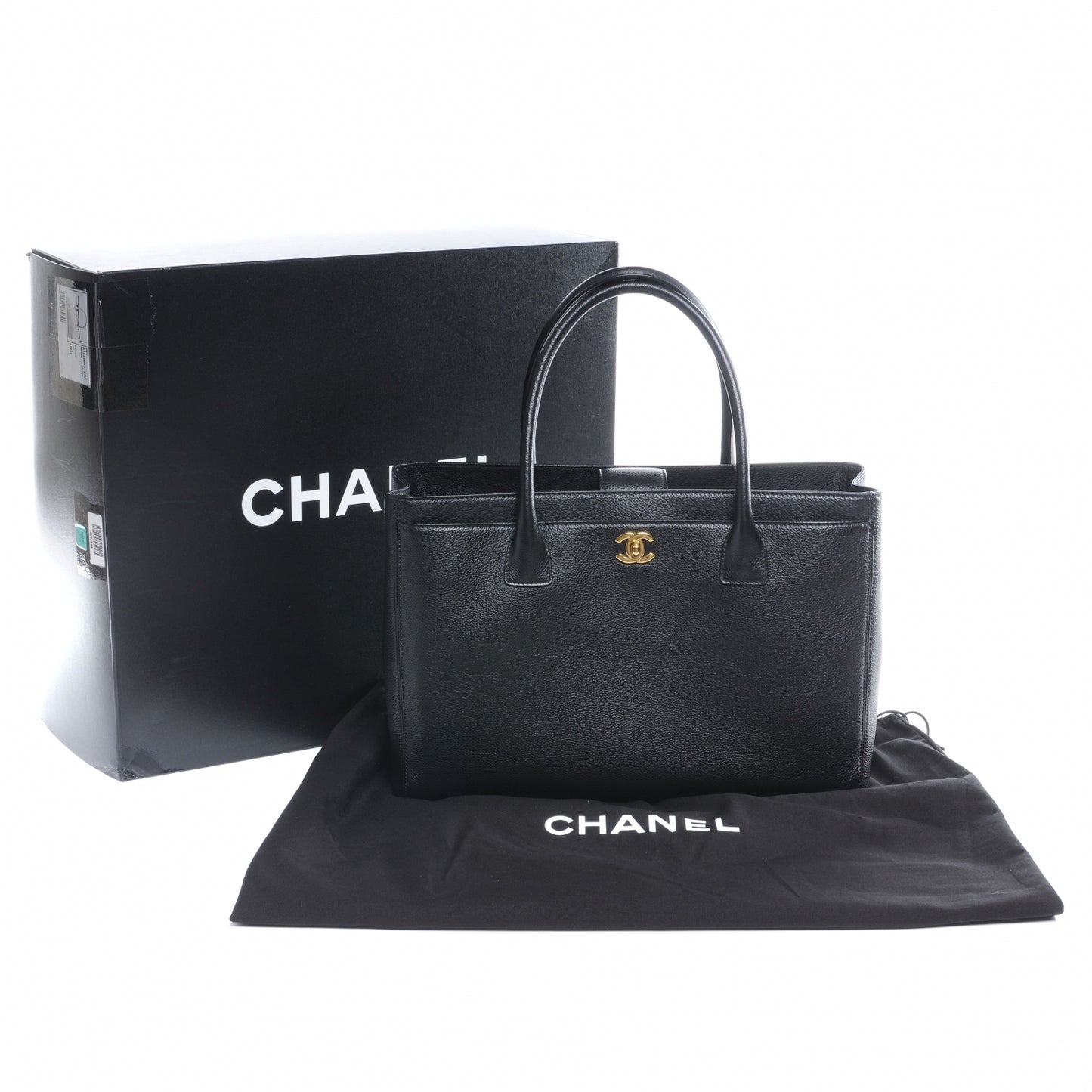 Calfskin Cerf Executive Shopper Tote Black
