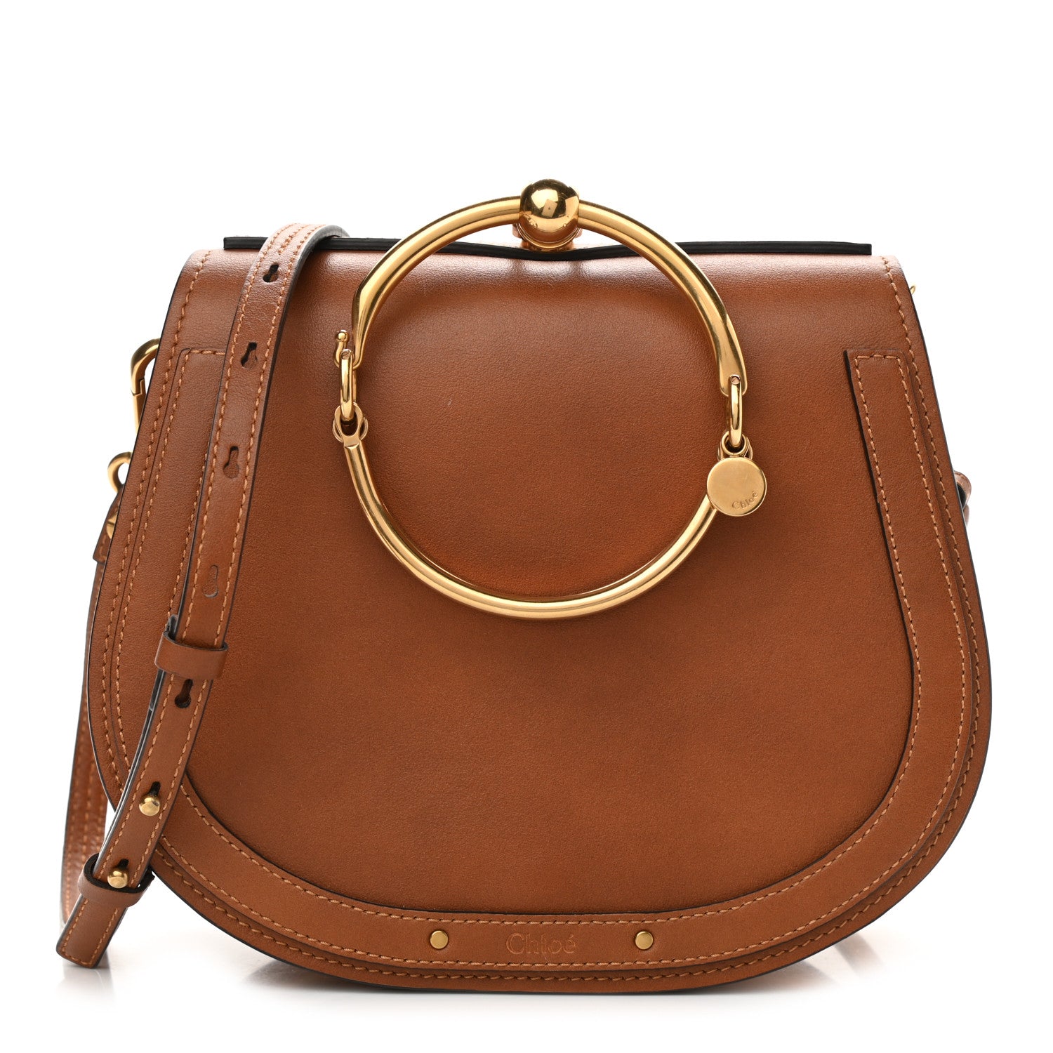 Chloe Calfskin Suede Medium Nile Bracelet Bag Caramel 1 of 10