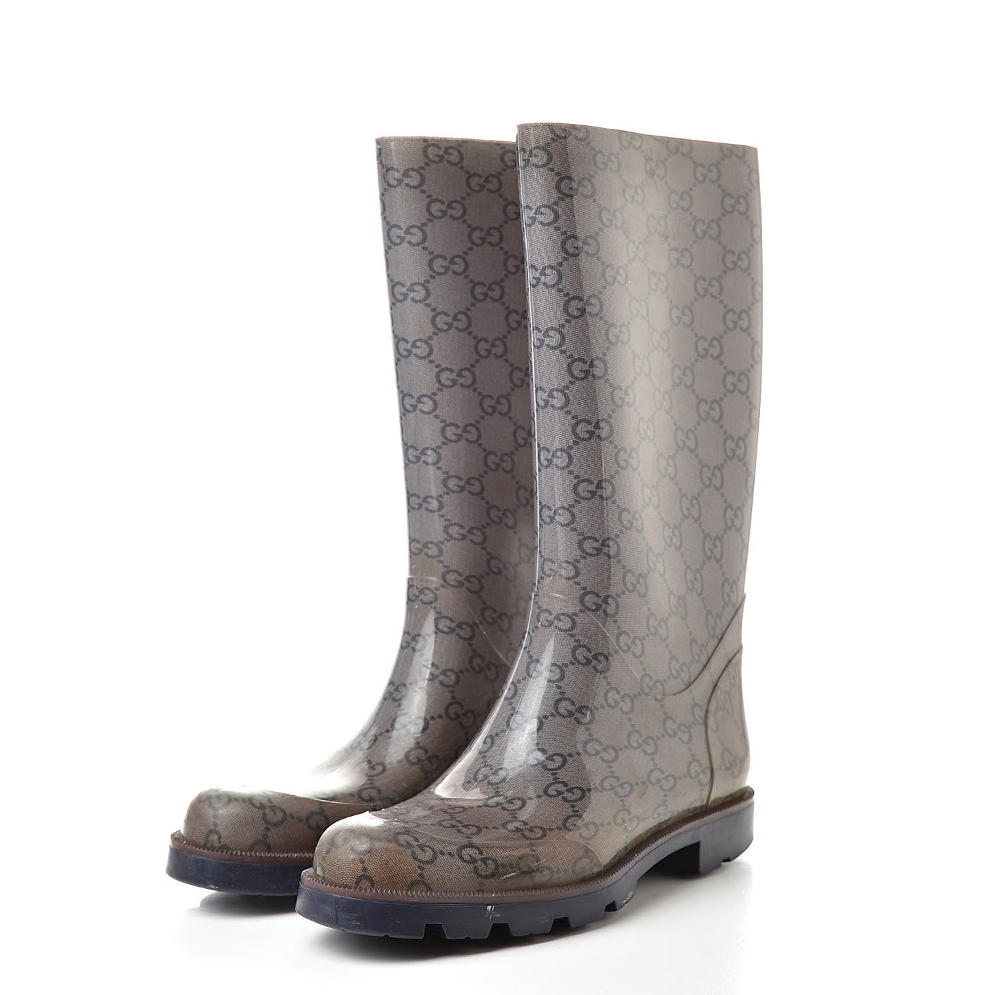 Rubber Monogram Edinburg Rain Boots 36 Transparent Blue