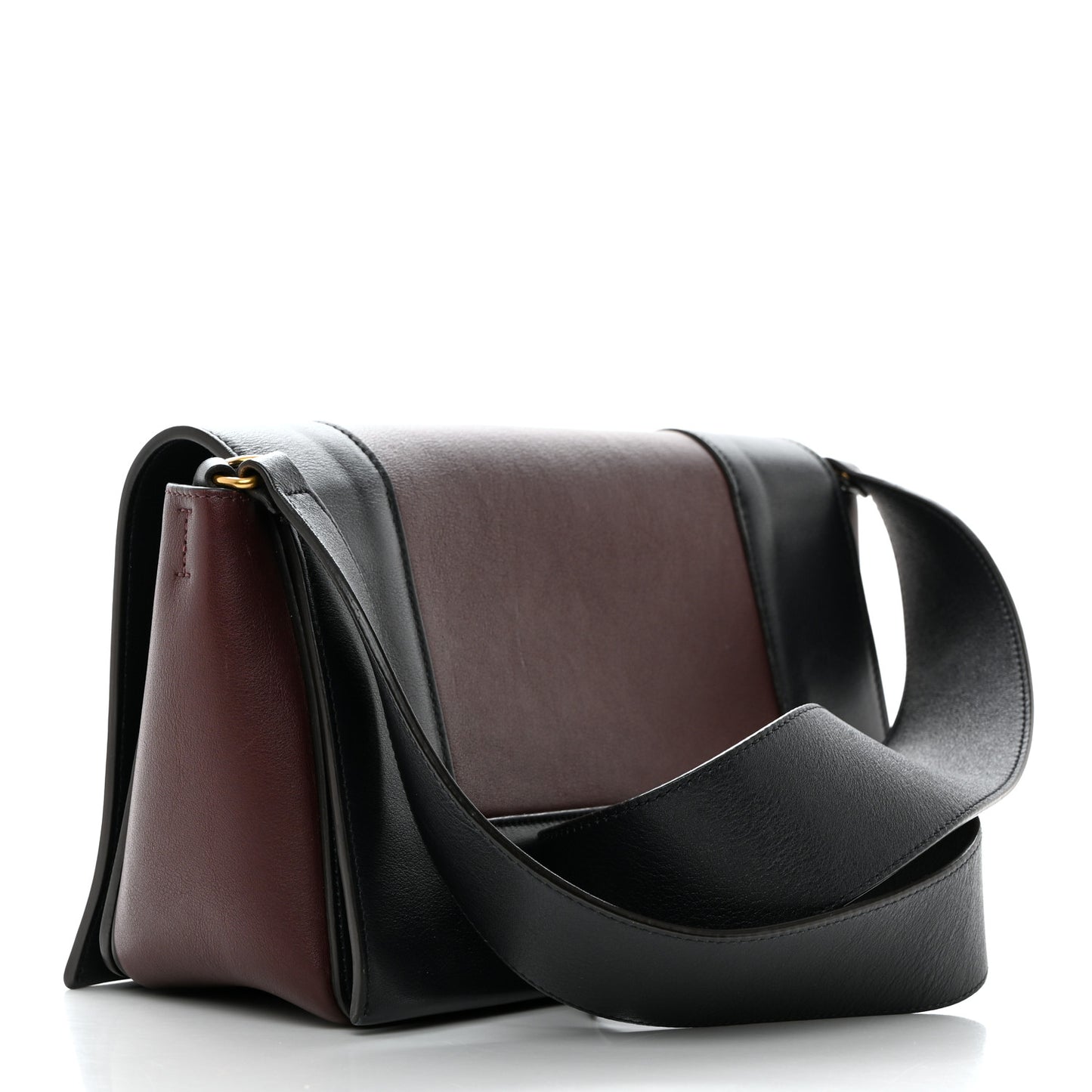 Shiny Smooth Calfskin Medium Frame Shoulder Bag Steel Blue Plum