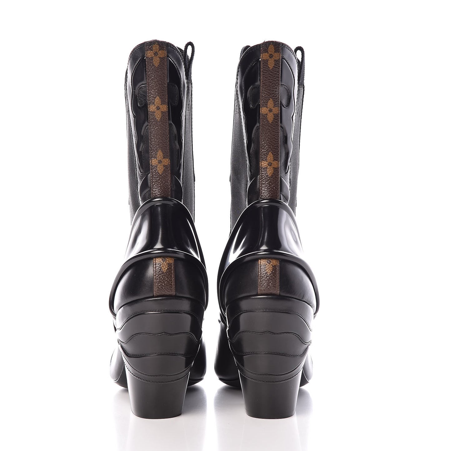 Patent Calfskin Monogram Fireball Ankle Boots 39 Black