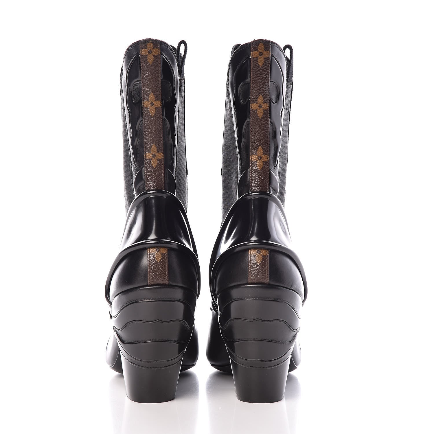 Louis Vuitton Patent Calfskin Monogram Fireball Ankle Boots 39 Black 5 of 9
