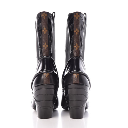 Louis Vuitton Patent Calfskin Monogram Fireball Ankle Boots 39 Black 5 of 9