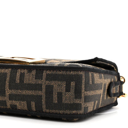 Fendi Fabric Jacquard FF 1974 Mini Baguette Tobacco Moro Black 10 of 11