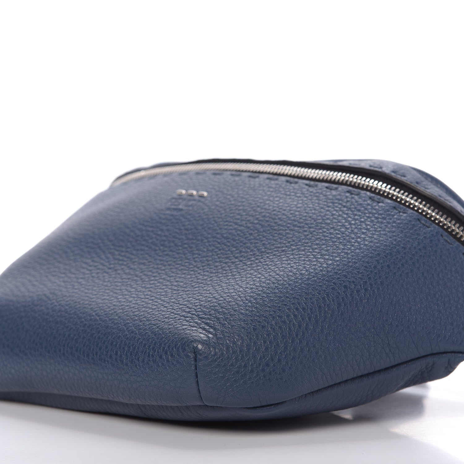 Fendi Cuoio Romano Selleria Metal Stitch Stamp Patch Belt Bag Blue Marine 7 of 9