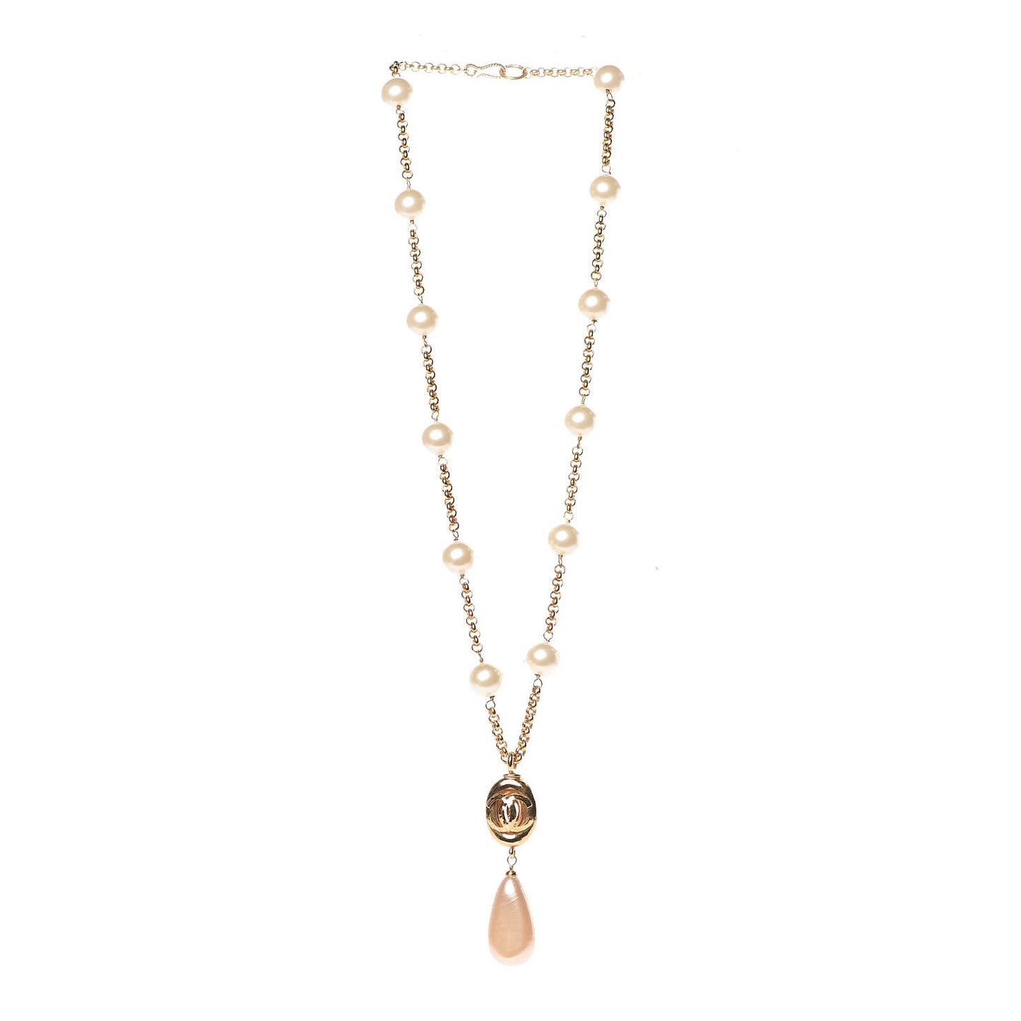 Pearl CC Long Necklace Gold