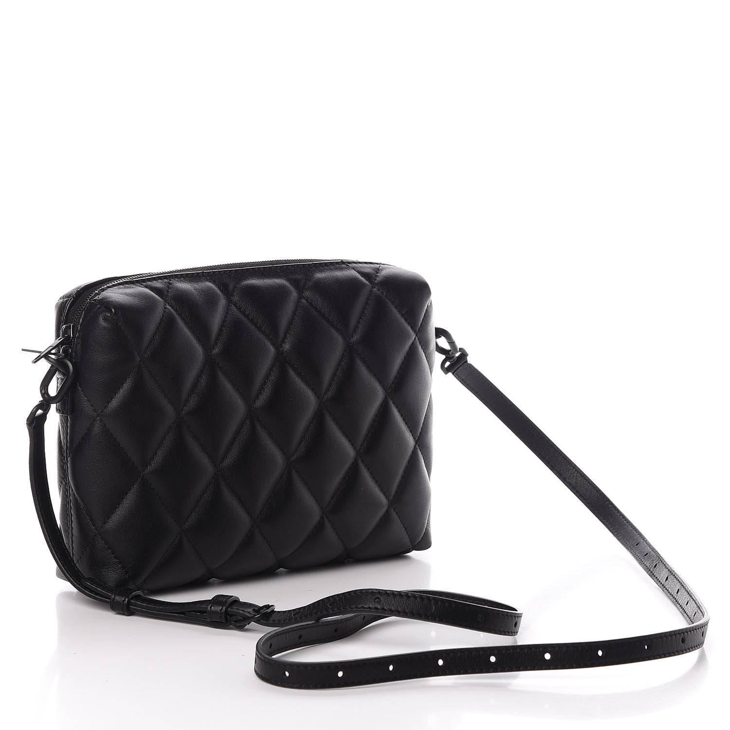 Balenciaga Nappa Calfskin Quilted Touch B Camera Shoulder Bag Black 3 of 10