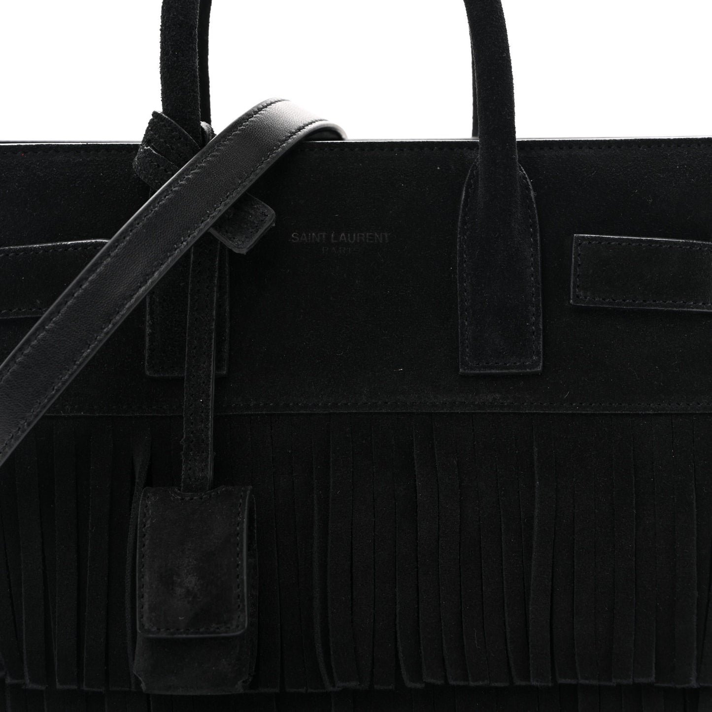 Suede Fringe Nano Sac De Jour Black