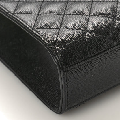Saint Laurent Grain De Poudre Textured Mixed Matelasse Triquilt Medium Monogram Satchel Black 7 of 8