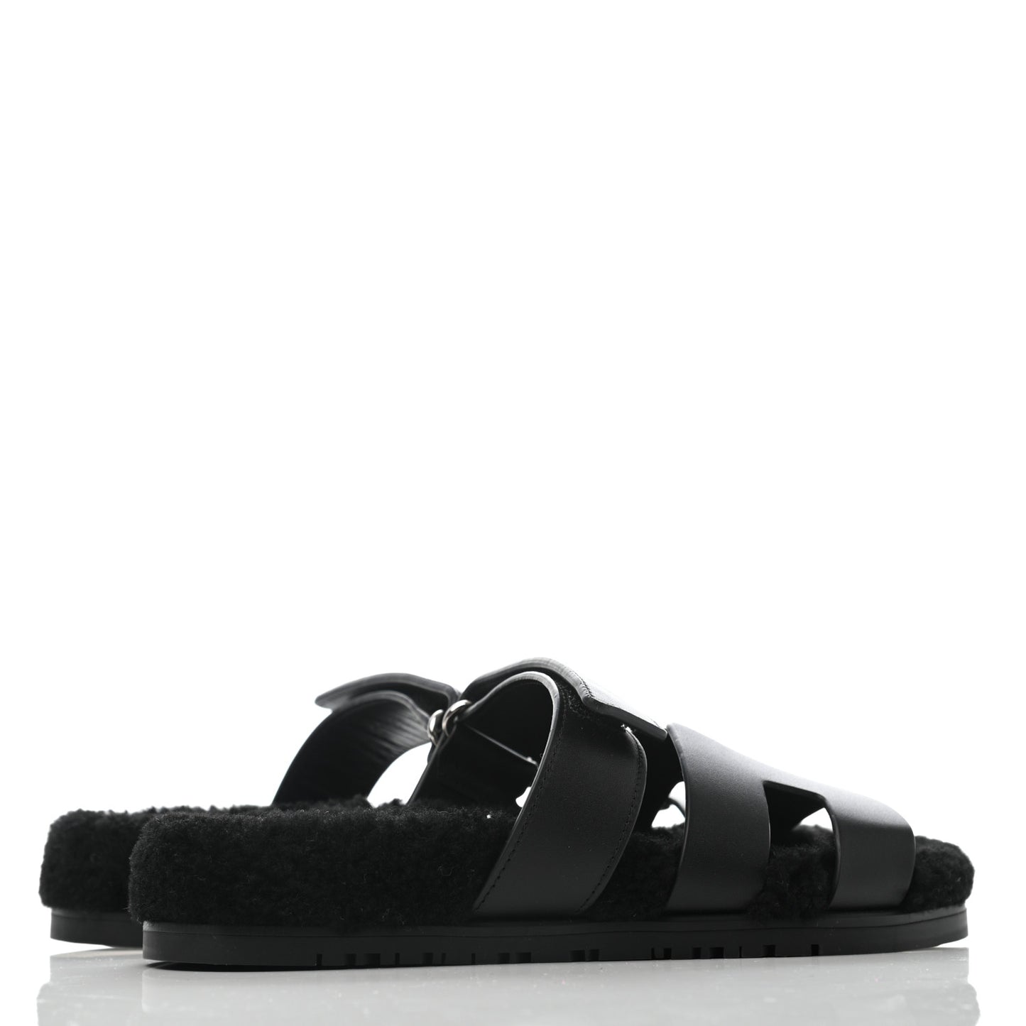 Calfskin Woolskin Womens Chypre Sandals 37 Black
