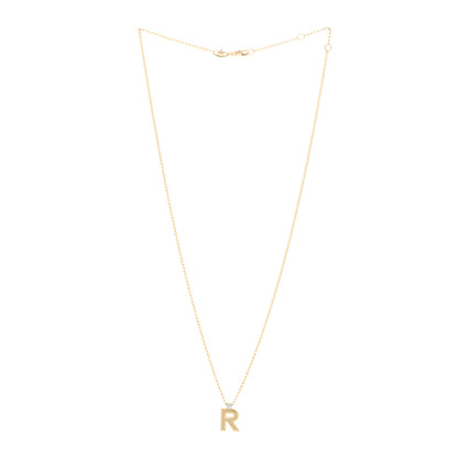 Roberto Coin 18K Yellow Gold Diamond Princess Block Letter R Pendant Necklace 3 of 4
