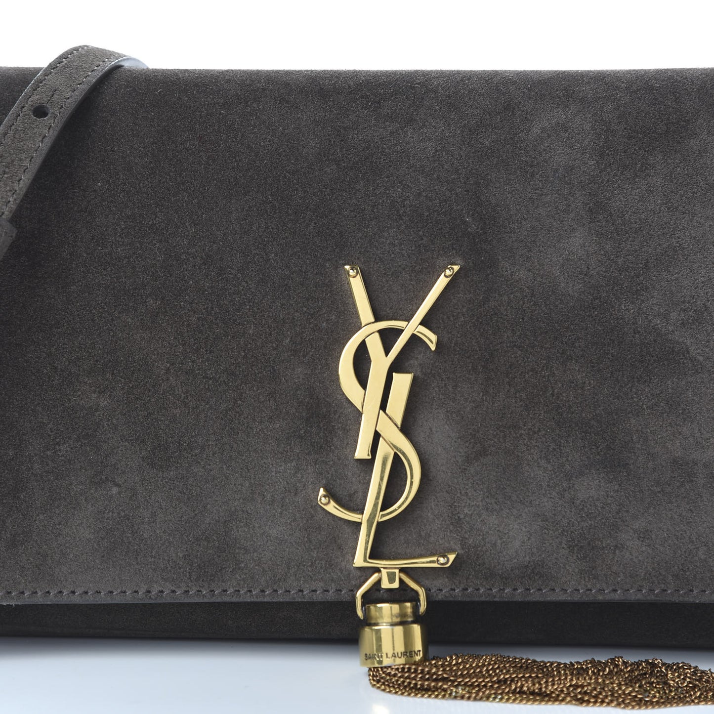 Suede Monogram Tassel Kate 99 Pebble