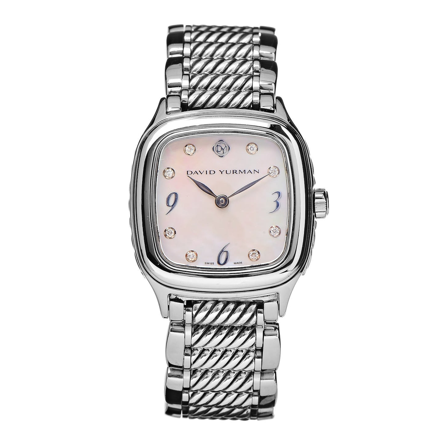 Stainless Steel Sterling Silver Diamond Pink Mother of Pearl 25mm Thoroughbred Quartz Watch