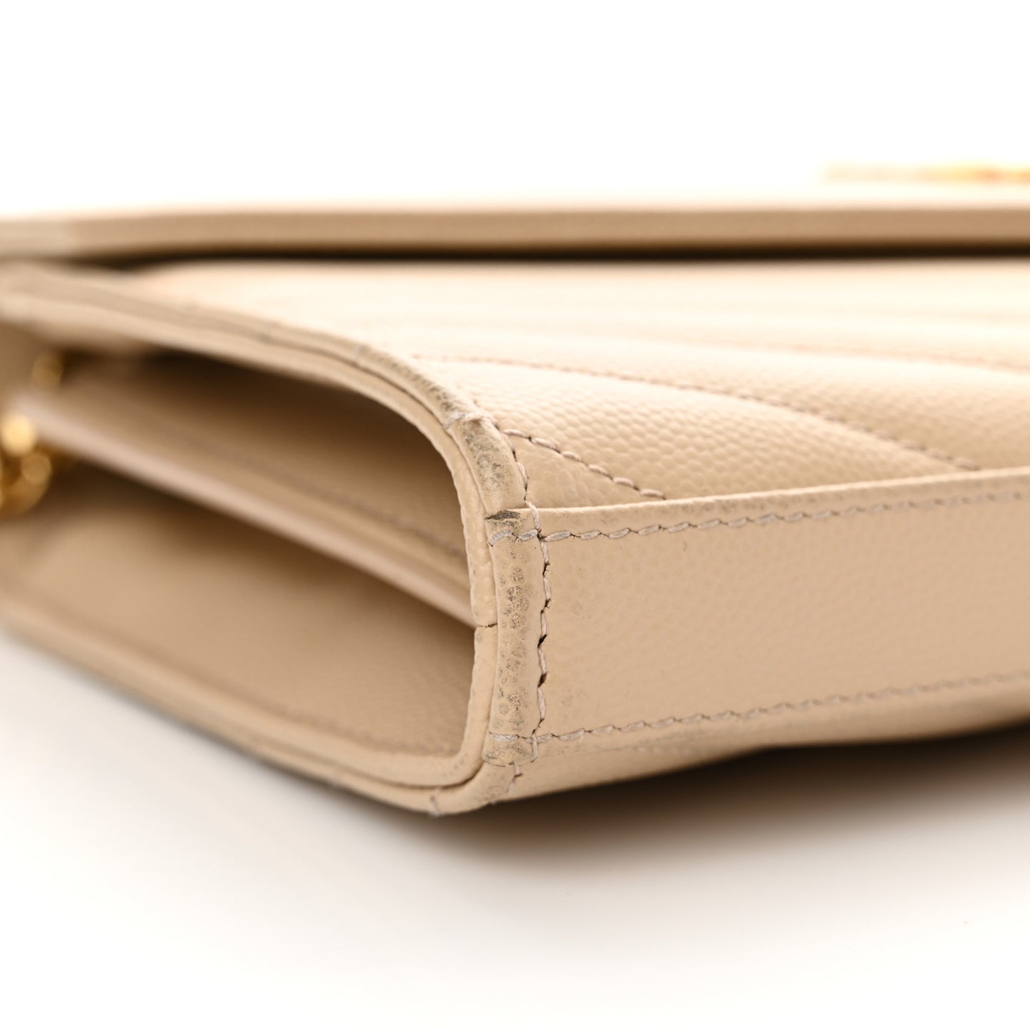 Grain De Poudre Matelasse Chevron Monogram Chain Wallet Nude Powder