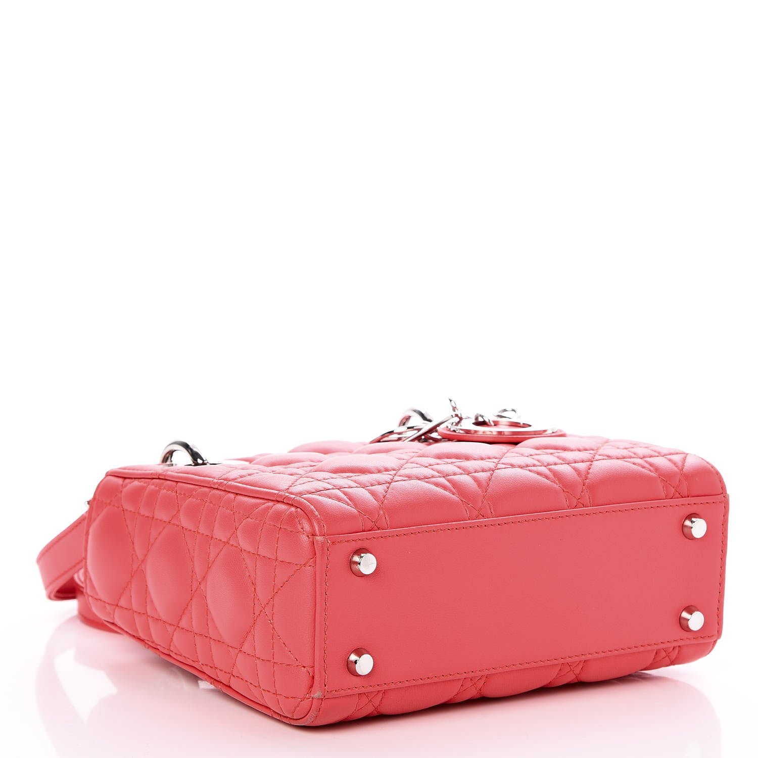 Christian Dior Lambskin Cannage Mini Lady Dior Coral 4 of 9