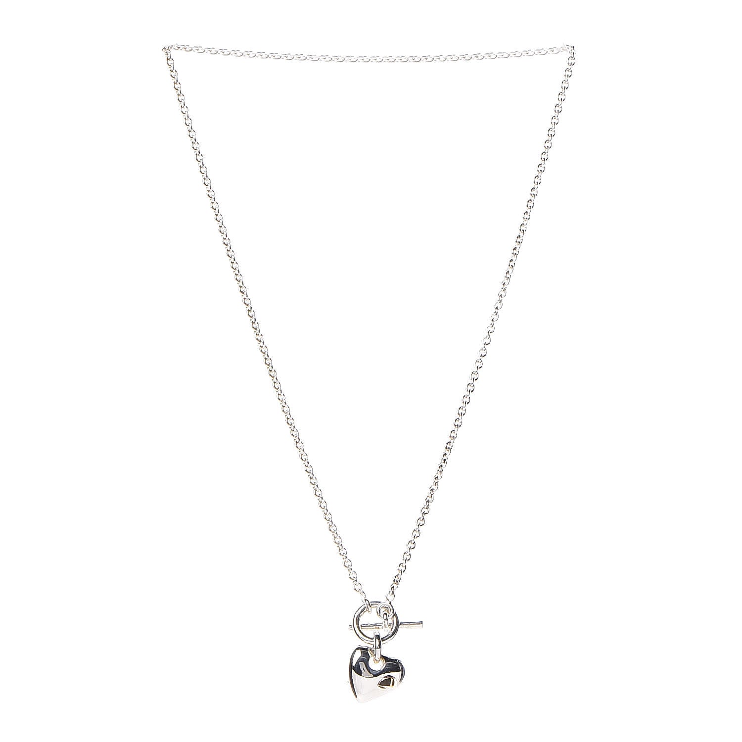 Hermes Sterling Silver 18K Yellow Gold Stabbed Heart Pendant Necklace 3 of 6