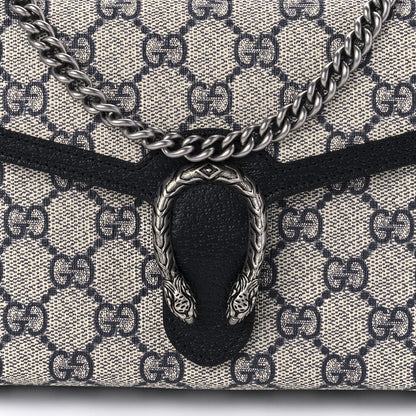 Gucci GG Supreme Monogram Textured Dollar Calfskin Mini Dionysus Chain Wallet Beige Blue 6 of 7