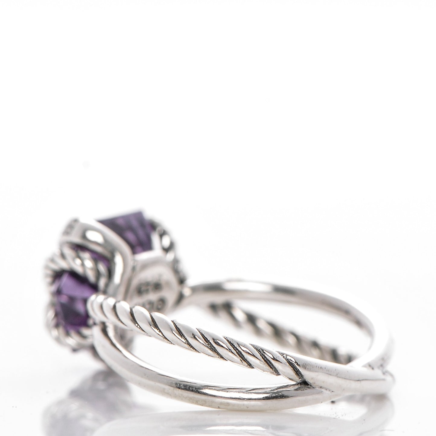 Sterling Silver Diamond Amethyst 10mm Cable Wrap Ring 7